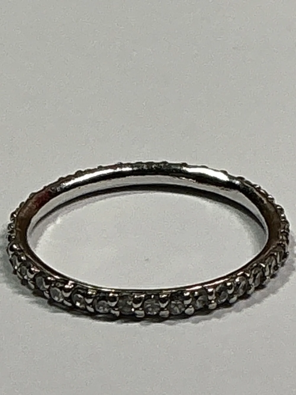 FAS Sterling Silver Ring with clear stones. Size 7